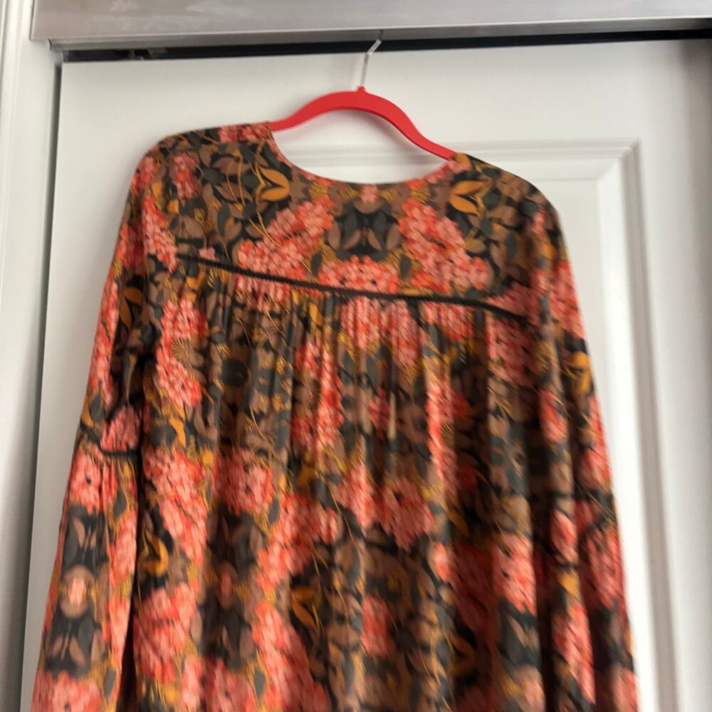 Anthropologie Love the Label Heloise Peasant Blouse Coral Boho Cottagecore M - Picture 8 of 12